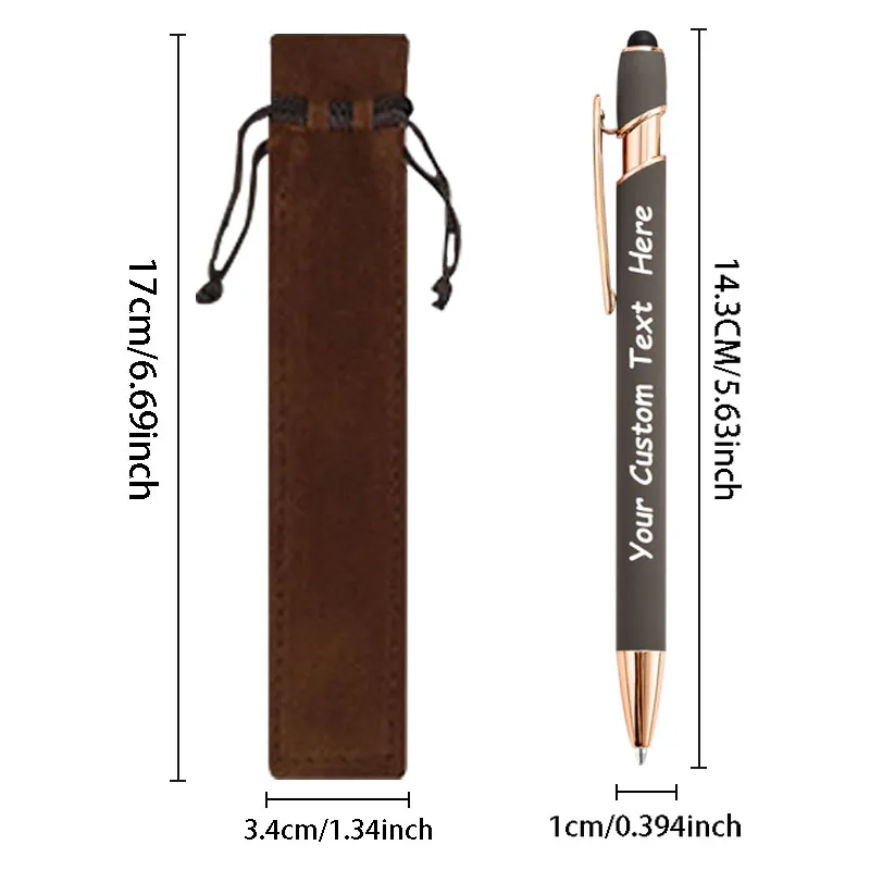 25 Sets Customizable Ballpoint Pens Luxury Soft Touch Round Writing Tools with Brown Cases - Includes 25 Pens and 25 Brown Bags