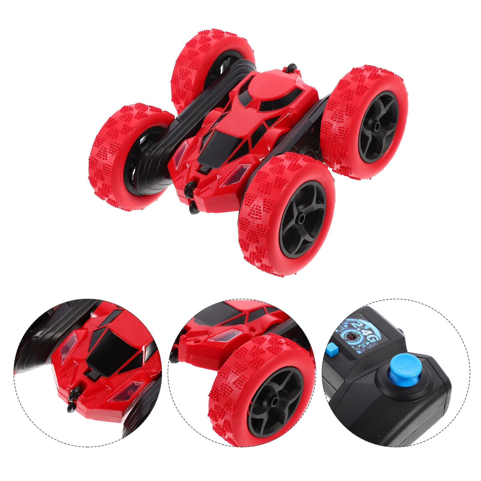 

Double Sided Car 360° Flips Rotating RC Vehicle Fire Red Color Toy Kids Remote Control Cars Off Road Fun Gift