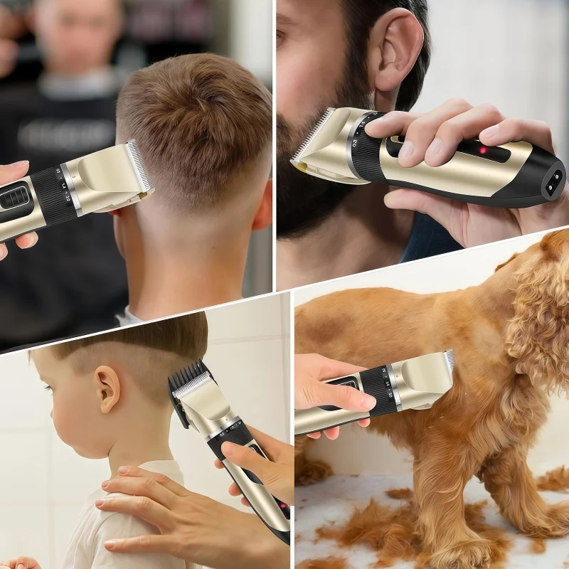 ماكينة تشذيب الحيوانات الأليفة الاحترافية من BRIEFNESS، ماكينة قص الشعر اللاسلكية منخفضة الضوضاء للكلاب/القطط، ماكينة حلاقة للرجال/الأطفال، مجموعات القص