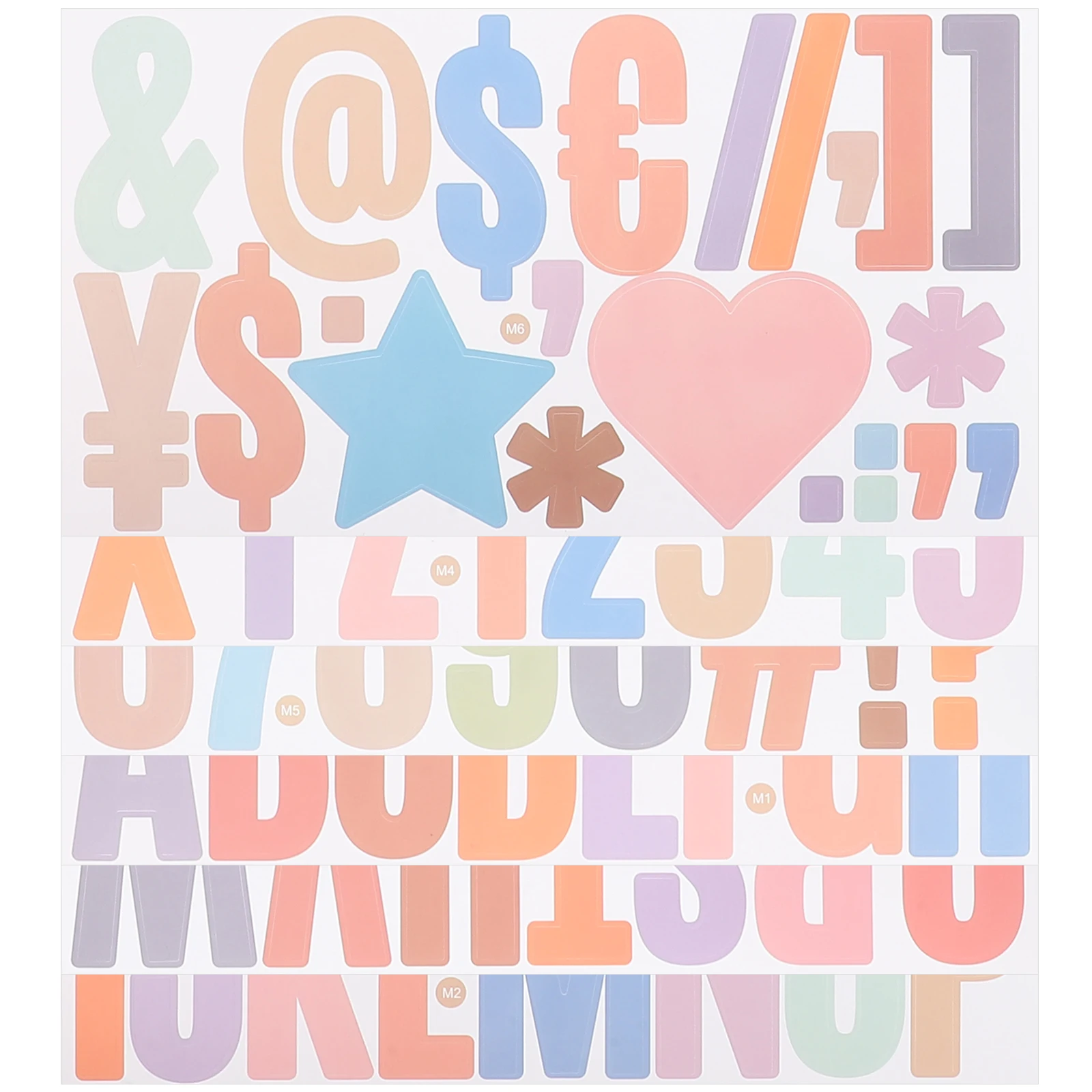 6 Sheets Alphabet Stickers Letter Number Self-Adhesive Colorful Mini Labels for Bottles Phone Cases Greeting Cards Easy Peel