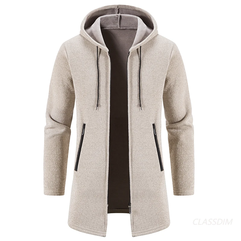 

Men Long Sweatercoats Winter Hooded Cardigans Sweaters New Fashion Men Outwear Casual Sweaters Wool Liner Thicker Warm Sweaters