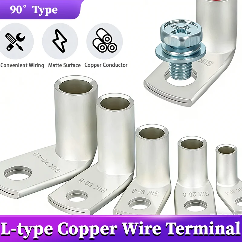 

Right Angle Crimp Connectors for Automotive Electrical for Electric Terminals 5-50Pcs L-type 90° Tinned Copper Wire Terminals
