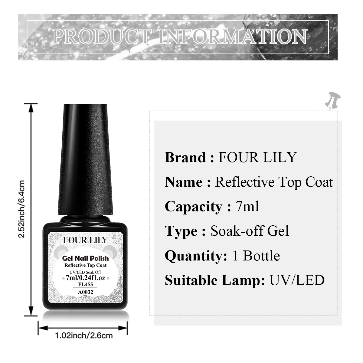 Quatro lírio 7ml capa superior reflexiva gel unha polonês glitter espumante arte do prego semi permanente gel polonês para unhas manicure diy