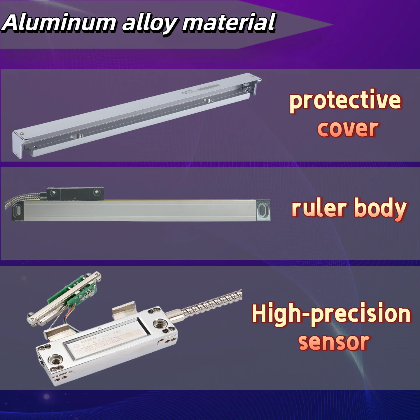 Sino KA-500 Slim Linear Glass Scale Ruler 5um TTL Digital DRO Grating Ruler Thin Small 370-770mm for Precision Measurement