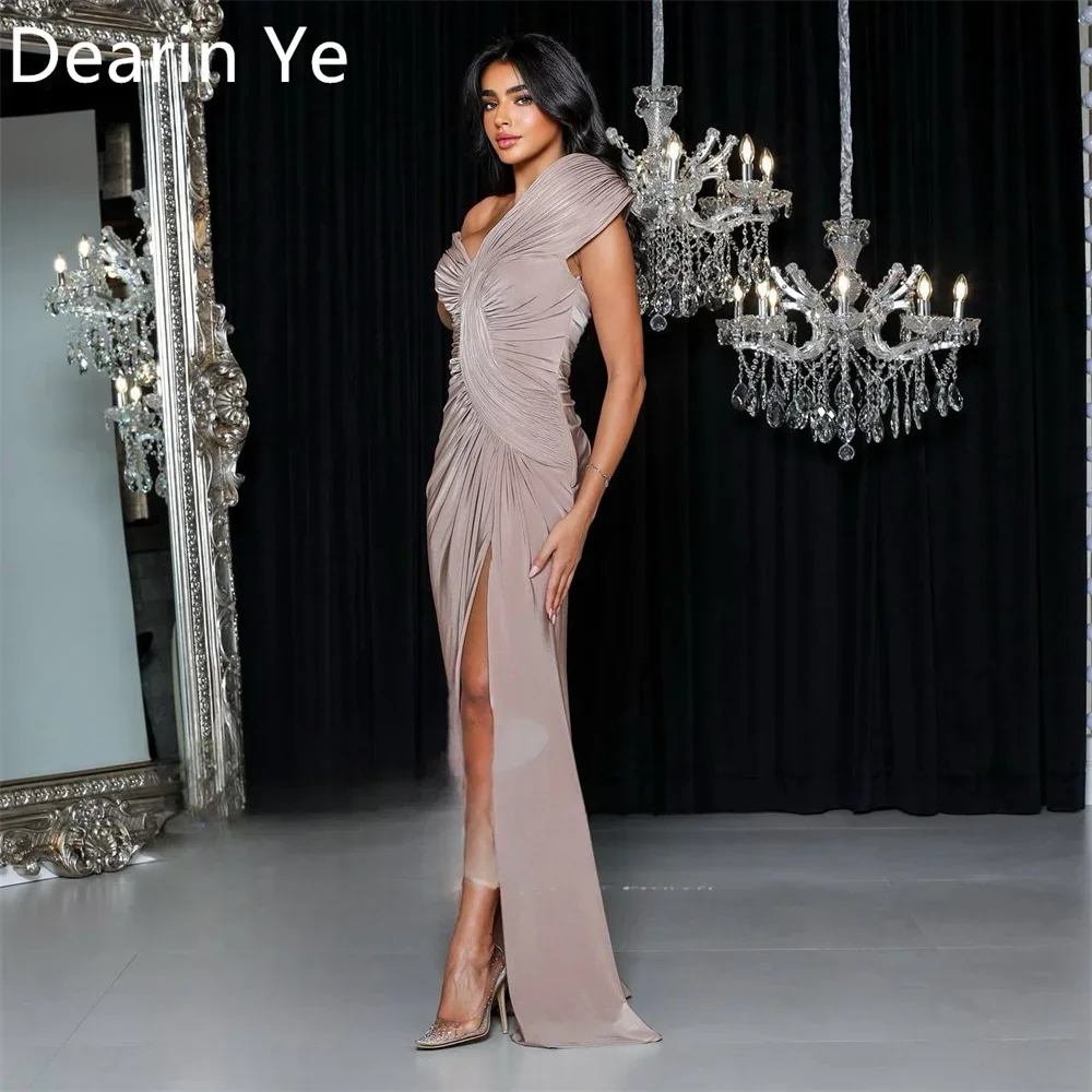 Customized Prom Gown Dearin One-shoulder Column Floor Length Open Back Vertically Bespoke Occasion Dresses Formal Evening Dress