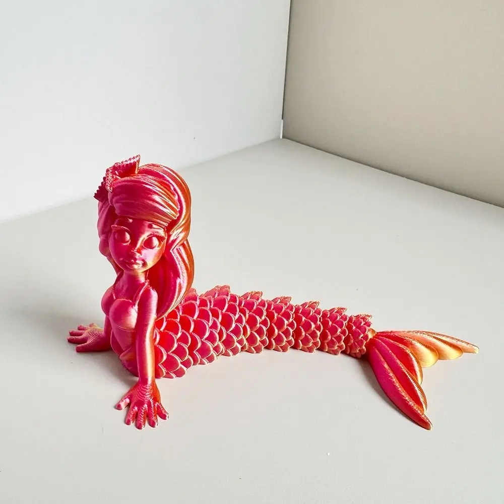 3D Printed Cute Mermaid Model Landscape Ornament Multi-jointed Aquascape Model Movable Home Decoration Simulation Toys Kids