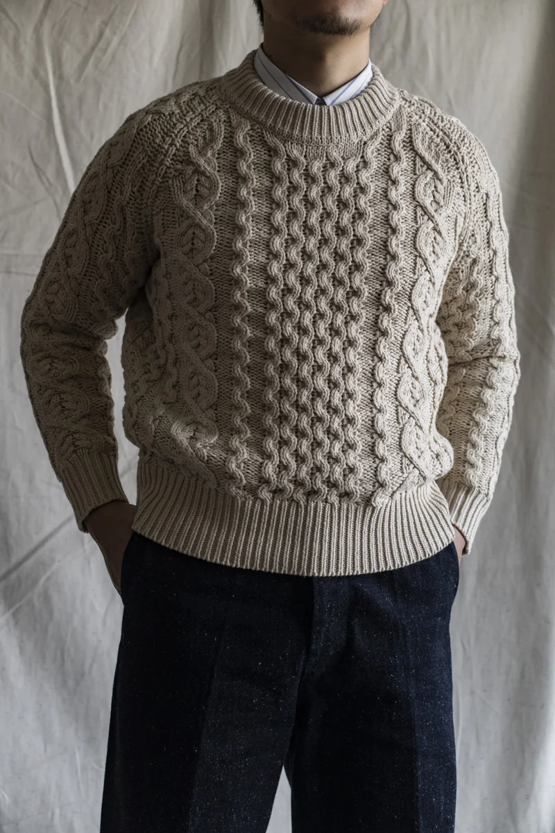 Men\'s Knitted Lattice Cable Aran Pullover Autumn Winter Sweater