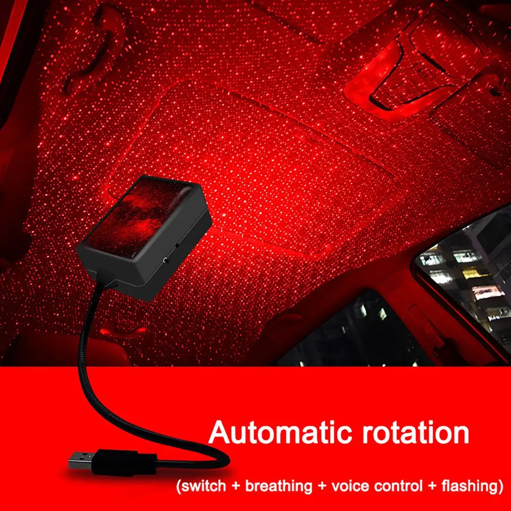 Atmosphere Light Super Bright USB LED Car Roof Star Light Auto Interior Voice Control Starry Ambient Projector Light