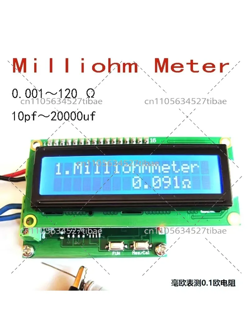 HR390 High Precision Milliohm Meter Low Resistance and Capacitance Tester 0.001–120Ω 10pF–20000uF Test Meter