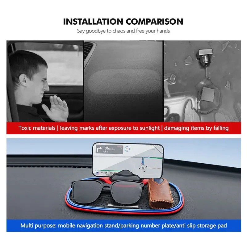 Car Anti-Skid Mat Dashboard Non-Slip Phone Pad Key Card Holder For Hyundai Sonata i30 i20 Tucson Elantra Kona N Line - view 5