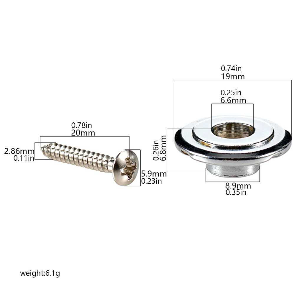 Árbol de cuerdas de repuesto para bajo, retenedor de guía redondo de 19mm con tornillos, para Fender Precision Jazz Bass (19mm, latón)