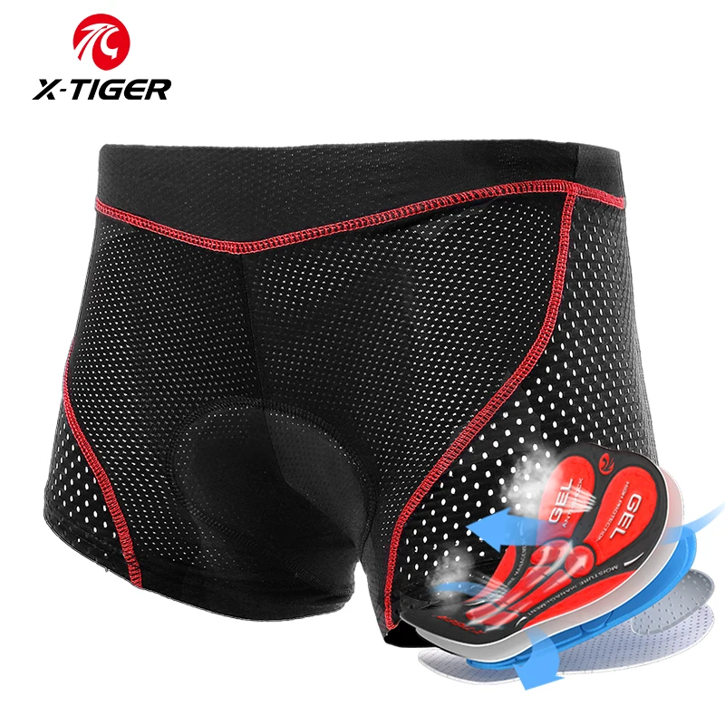 X-TIGER Men's Cycling Underwear Shorts 5D Cushion Breathable Anti-slip Shorts Casual Pants Mountain Bike Road Bike Riding Shorts