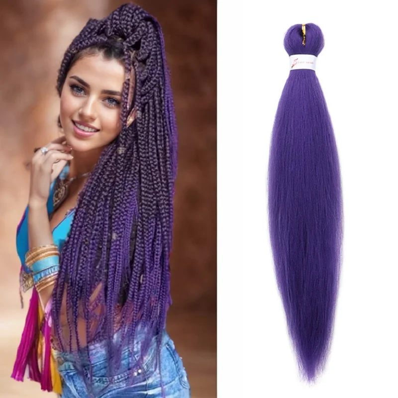 20Inch Synthetic Pre Stretched Braiding Hair Extension Low Temperature DIY Style Yaki Straight Hair Extension for Women