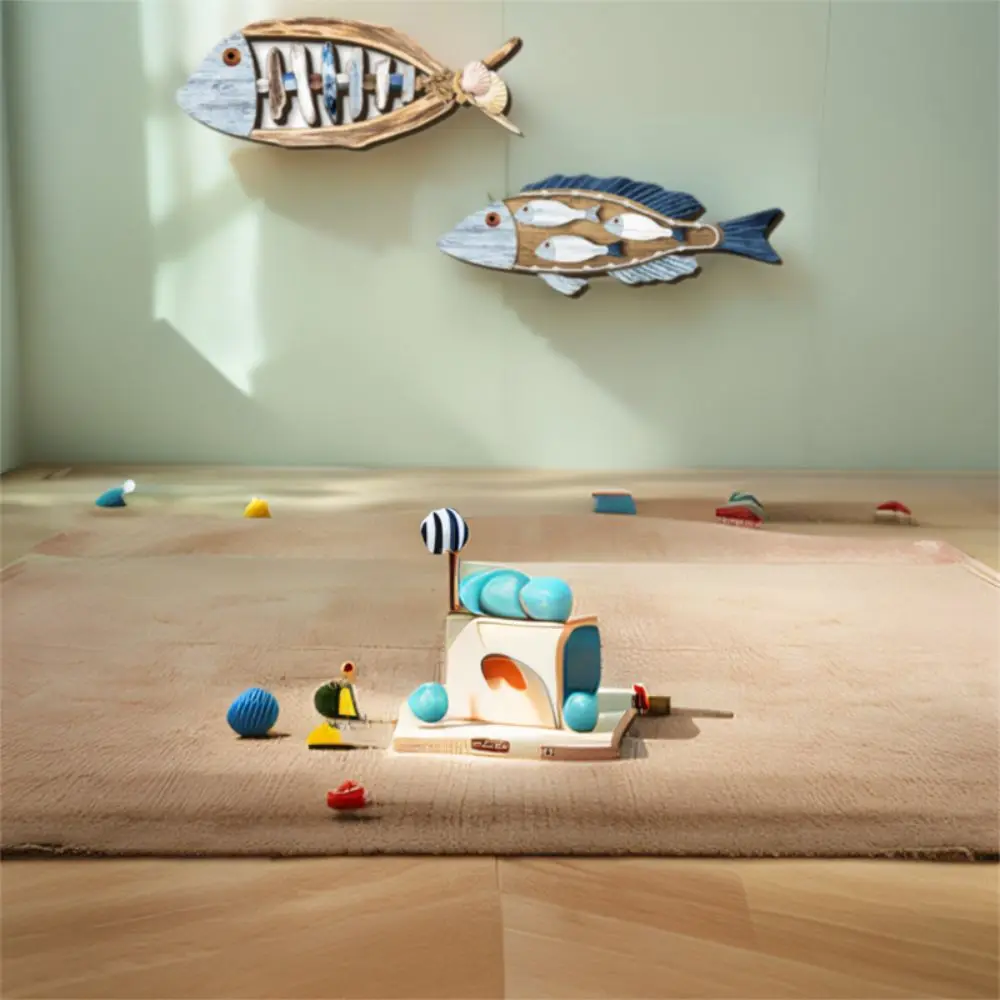 Mediterranean Wooden Fish Wall Hanging Decor Ocean Series Handmade Nautical Fish Hanging Ornament Vintage Funny