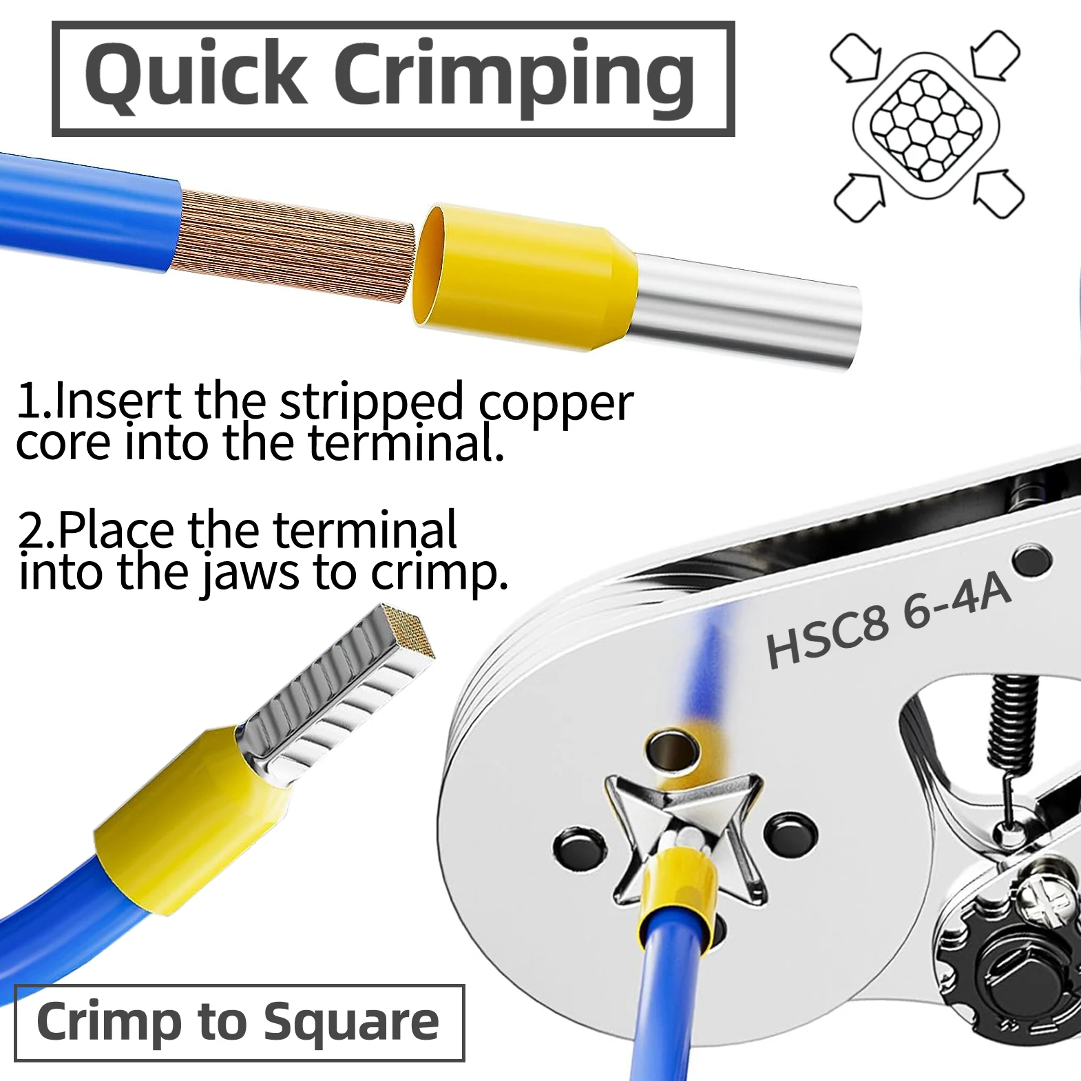 Herramientas de prensado de terminales, Mini alicates eléctricos HSC8 6-4/6-6 (0,25-10mm ²/0,25-6mm ²), abrazadera de reparación de conexión de cable