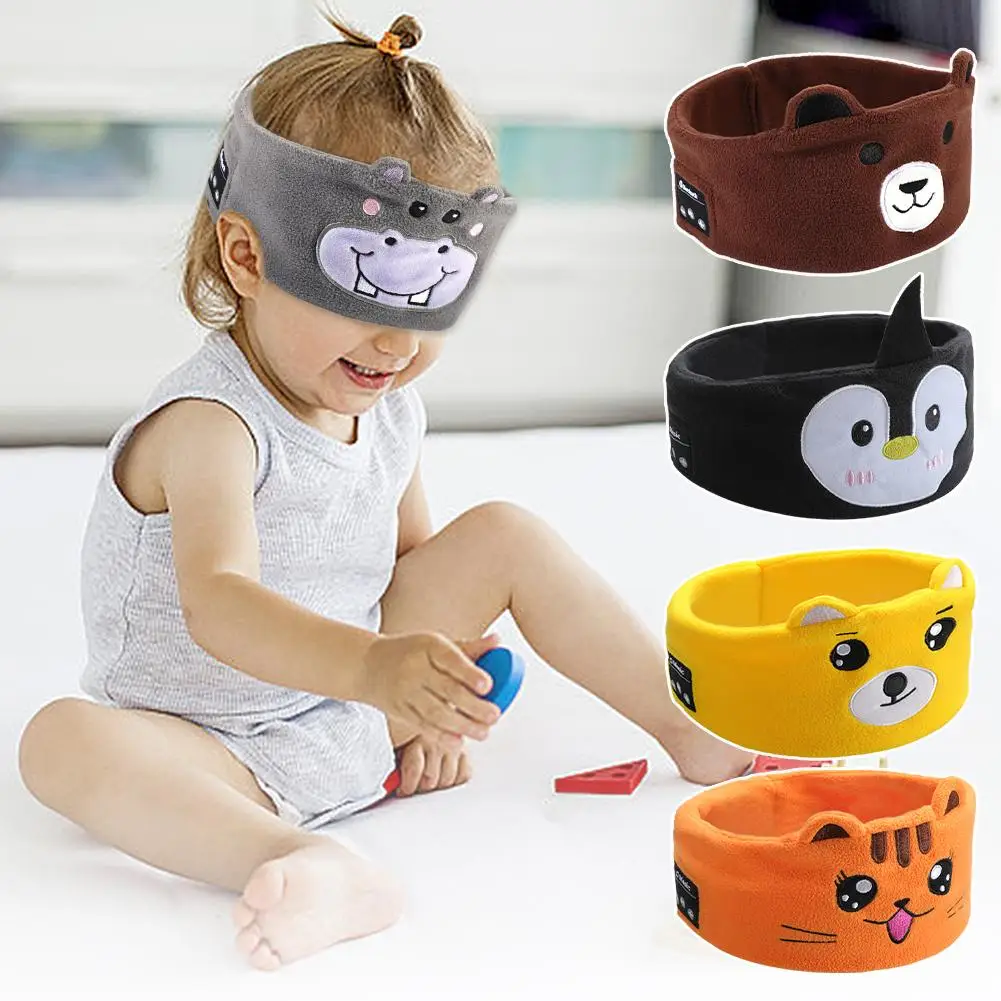 Kid Bluetooth Headphone Sleep Mask Bluetooth 5.0 Stereo Music Player Support Handsfree Soft Music Headband For Children Gifts