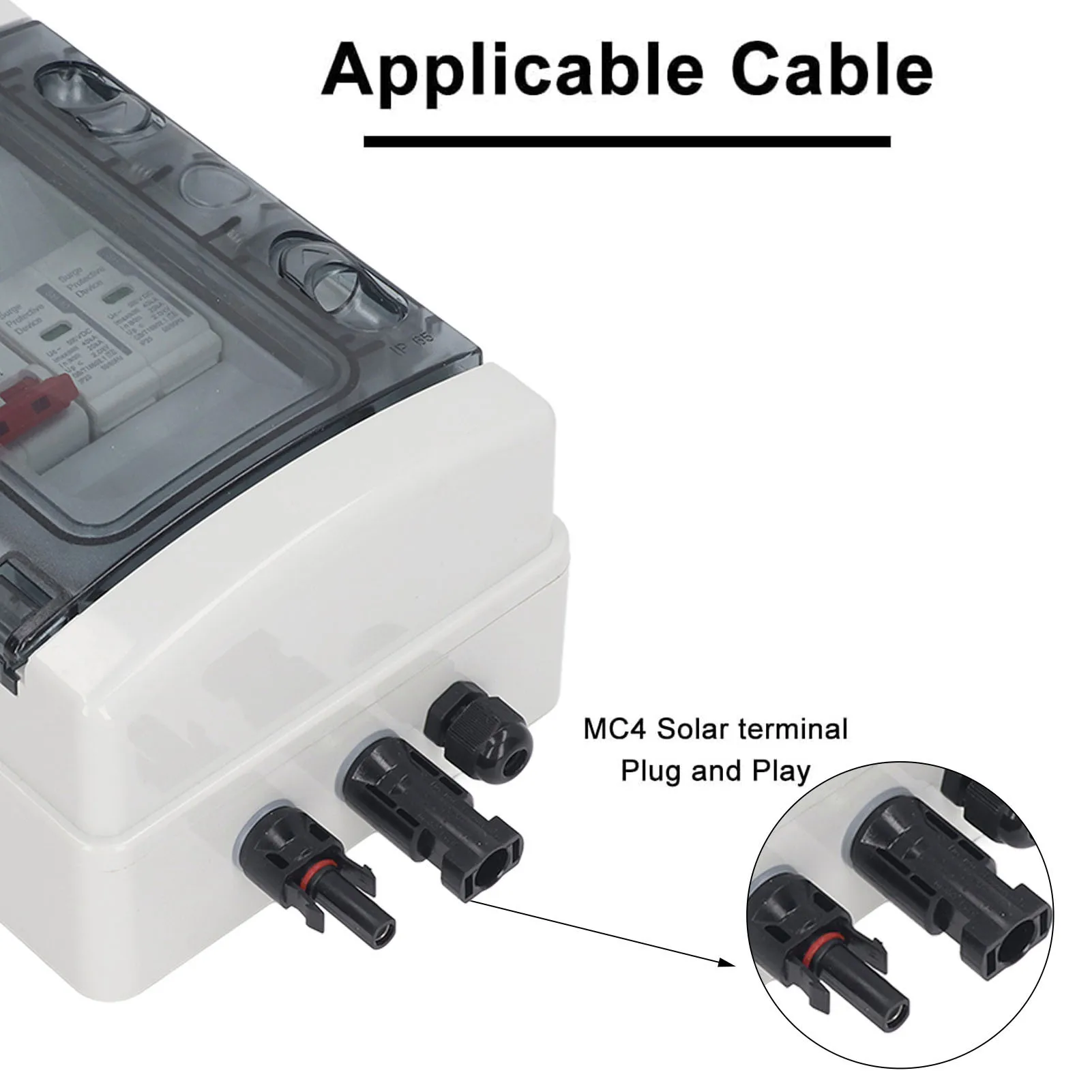 PV Combiner Box IP65 Waterproof Solar Photovoltaic Combiner Box with DC500V 32A Circuit Breaker Surge Protector image 4