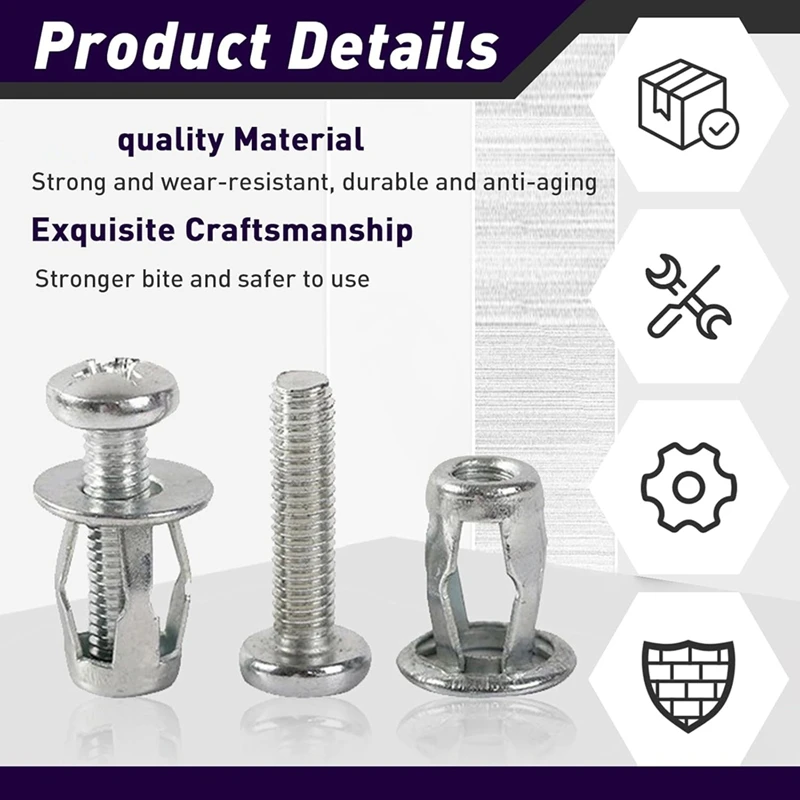 PORK-60 Pcs M 4 X 20 Hollow Door Anchor Set, Hollow Cavity Fixing Hollow Wall Anchors For Aluminium Cladding Sheet Steel Pipe