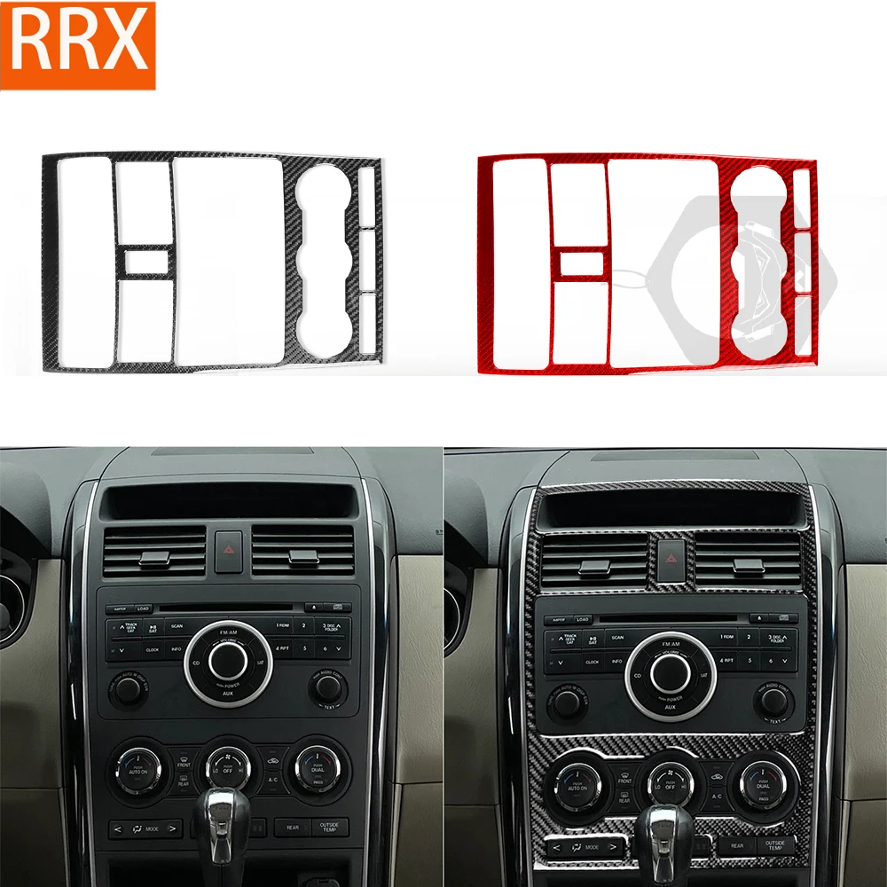 For Mazda CX9 2010-2015 Real Carbon Fiber Sticker Central radio air conditioning control panel Car Accessories inside decorative