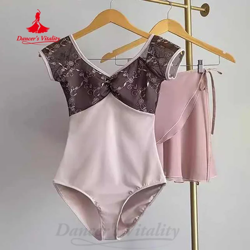 Ballet Practice Clothes Women High-end Embroidery Splicing Gymnastics Clothing Girls' Jumpsuit Yoga Clothes Adult Dance Bodysuit