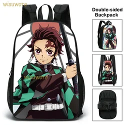 Demon Slayer Kimetsu No Yaiba Backpack Anime Bag Kamado Tanjirou School Bags Teenagers Fashions Double Sided Print Notebook Bag