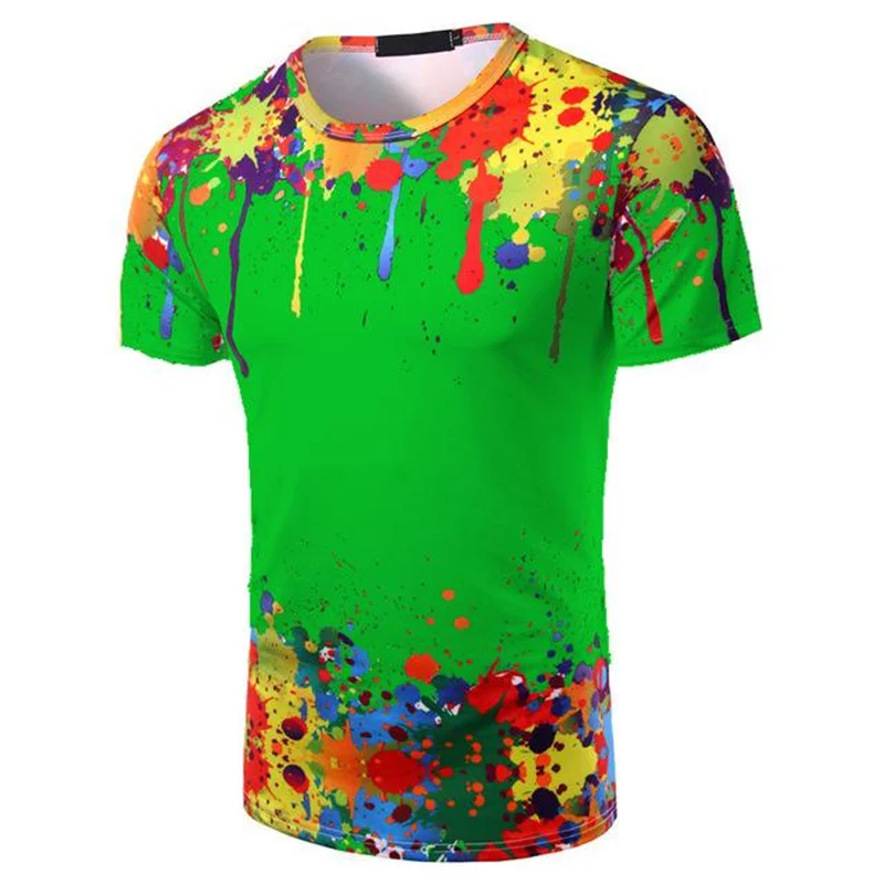 3D Painting Graffit Printing T Shirt Coloful Coloration Graphic T-shirts For Men Kid Fashion Hip Hop Short Sleeves Y2k Clothing