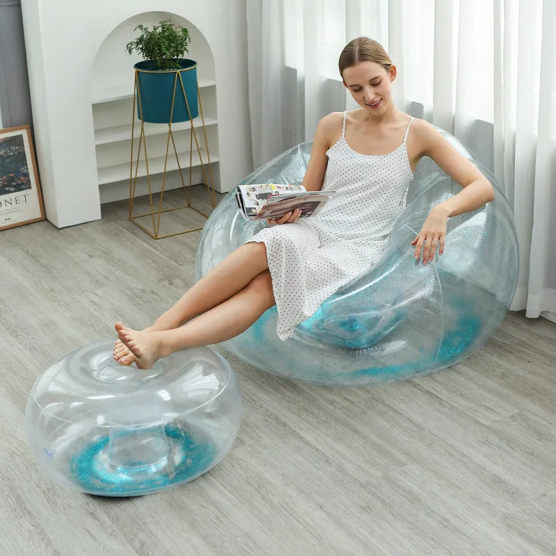 

Transparent Inflatable Leisure Sofa Chair Family Foldable Inflatable Lounge Chair Blow Up Chaise Lounge Air Lazy Sofa