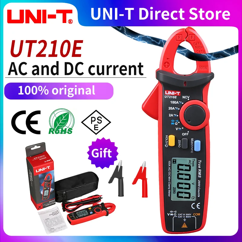 Цифровые токоизмерительные клещи UT210E UT210D UT204 Plus AC/DC, Автоматический диапазон, емкость VFC, Бесконтактный мультиметр