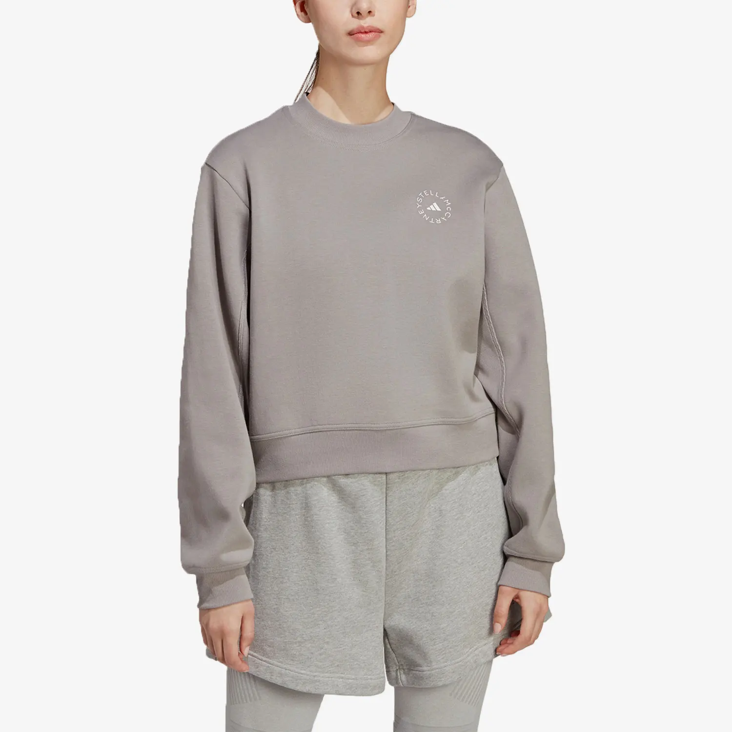 

Женская зимняя спортивная толстовка Adidas Authentic SMC свободного кроя с круглым вырезом HR2528