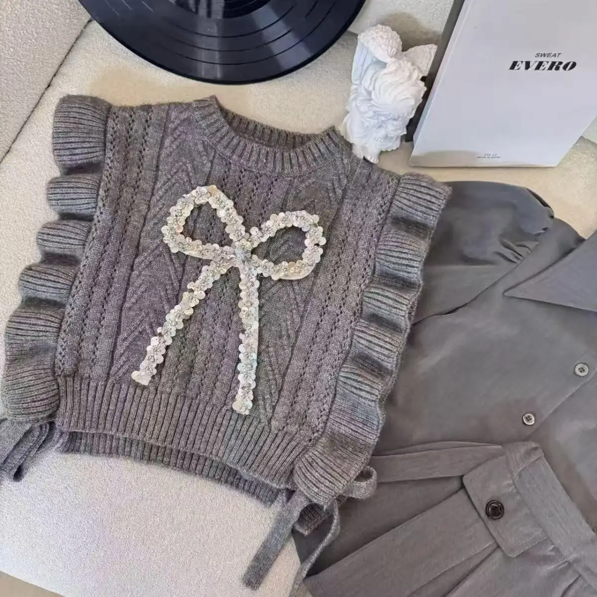

Girls' Baby Knitted Vest Shirt Fashion Kids Three Piece Set Girls' Autumn and Spring Outfit Suit 2025 New Style