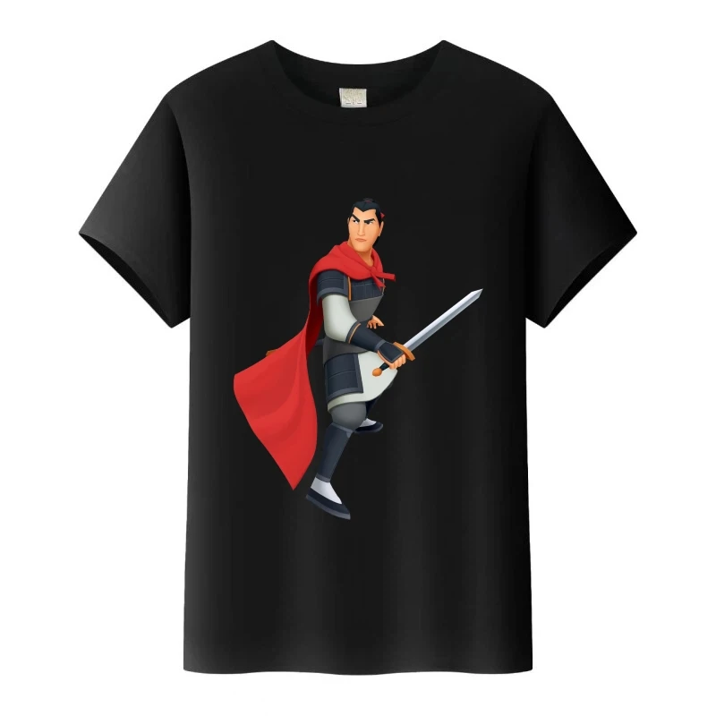 أزياء ديزني مولان الرسومات تي شيرت الهيب هوب الرجال بلايز المرأة فضفاض التي شيرت 2026 الصيف الأسرة البلوزات الأطفال قصيرة الأكمام تيز #2