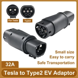 ADPOW For Tesla to Type2 Charger Adapter 32A MAX AC 250V EV Charging Connector NACS To IEC 62196 Charging Accessories for EV