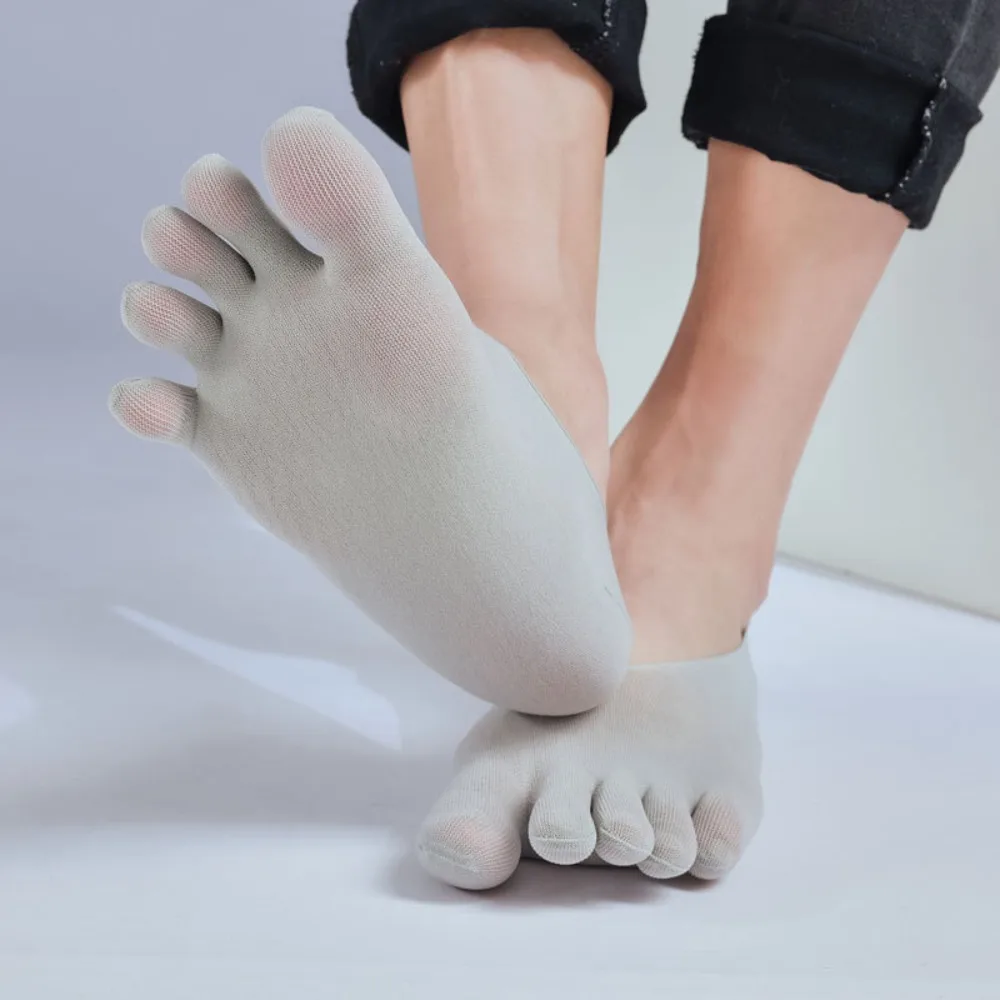 

Casual Transparent Men's Five Finger Socks Short Hollow Men's Mesh Five Toes Socks Non-slip Breathable Men