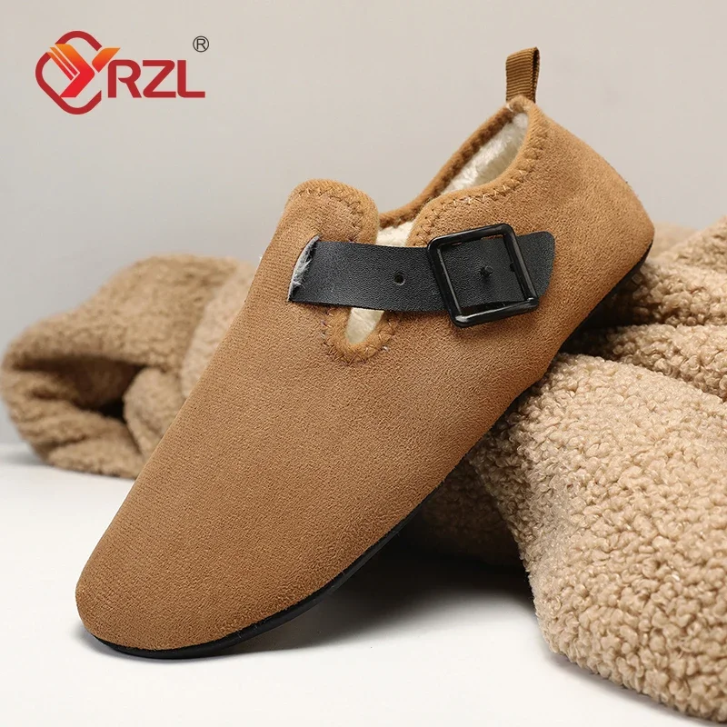 

YRZL Winter Cotton Men Shoes Warm Slip on Lightweight Slippers Women Plush Bedroom Home Cotton Loafers Unisex Winter Warm Shoes