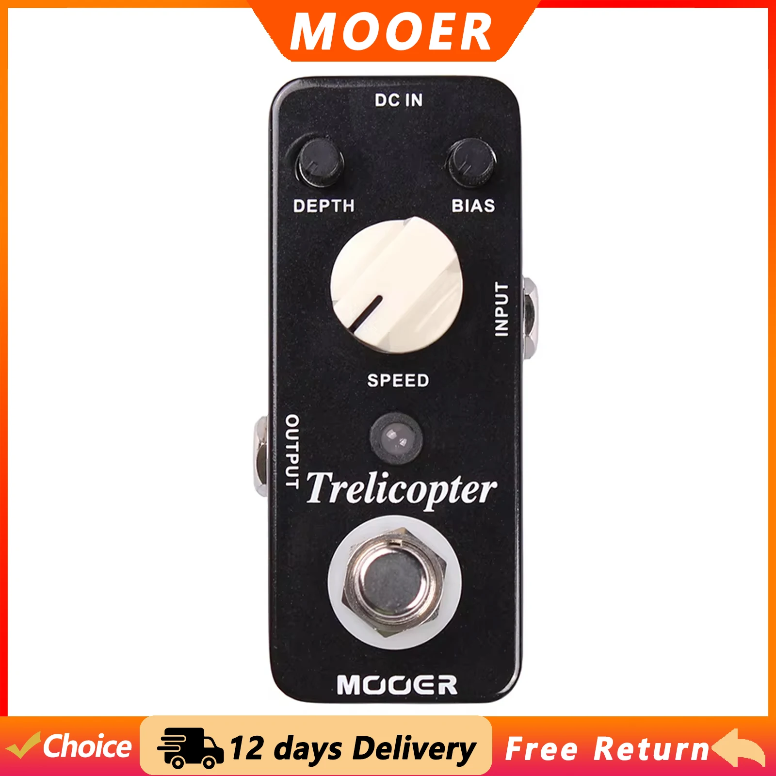 MOOER Trelicopter Guitar Tremolo Effect Pedal Classic Optical Tremolo Pedal True Bypass Electric Guitar Parts & Accessories