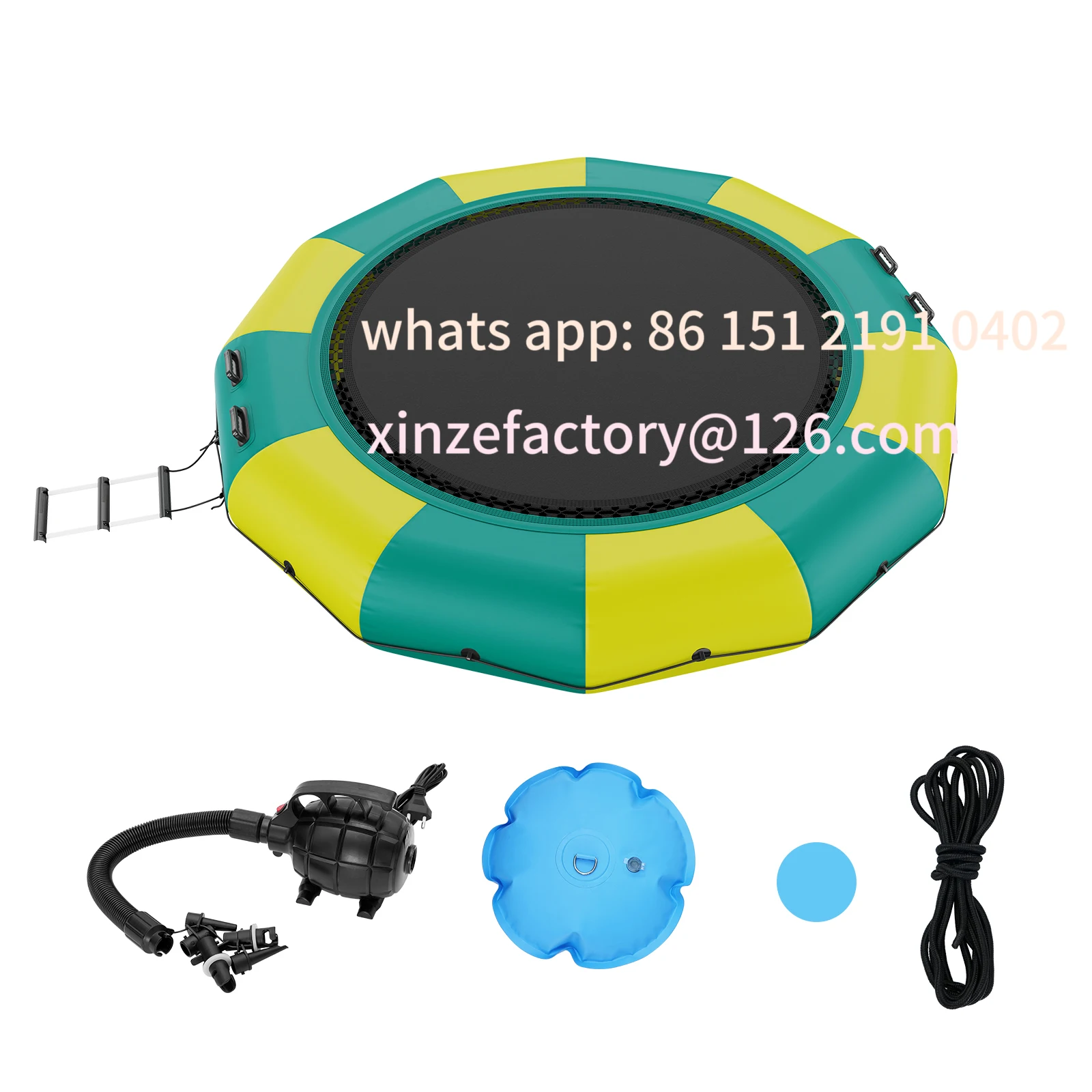 

Customizable 12ft Inflatable Water Bouncer Recreational Water Trampoline Portable Bounce Swim Platform with Slide 3-Ste