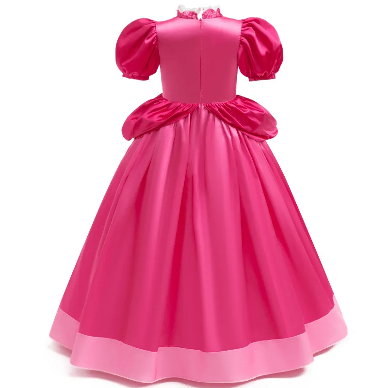 Mädchen Videospiel-Prinzessinnenkleid Zartes Spitzenkleid mit Blumenmuster Karneval Pfirsich Rollenspiel-Kostüm Kinder Galaxie-Abenteuer Film-Outfit – Detail 3