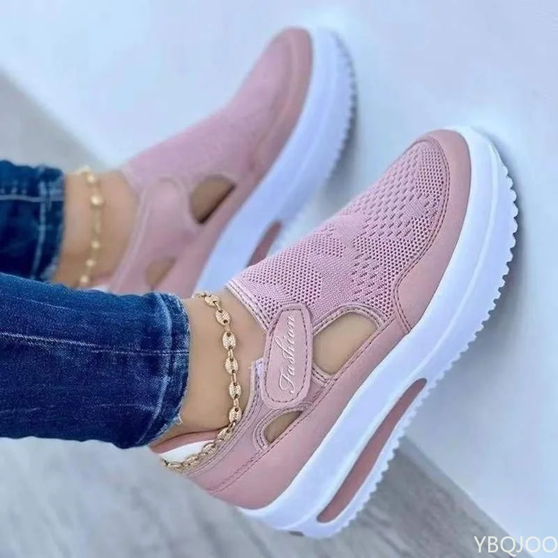 Plus Size Platform Sneakers Dames 2022 Zomer Nieuwe Ademende Mesh Wedge Casual Sportschoenen Lichte Vrouw Vulcaniseer Schoenen