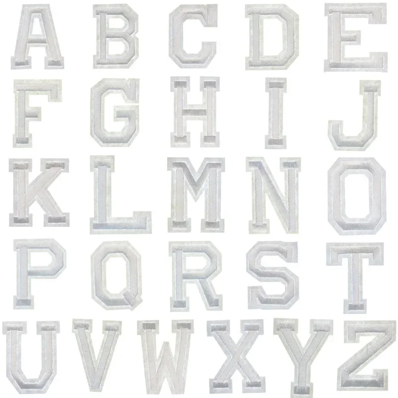 1pc English Alphabet White 26 Mixed Embroidery Patch DIY Decorative Clothing Applique Delicate Embroidery Letter Stickers