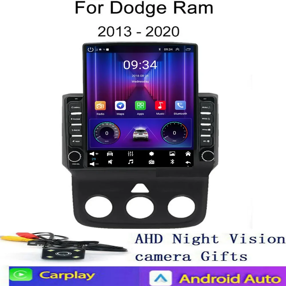 راديو السيارة راديو السيارة ل دودج رام 1500 2500 2013-2050 أندرويد 14 الملاحة التلقائية لتحديد المواقع مشغل وسائط متعددة ستيريو Carplay 5G كاميرا