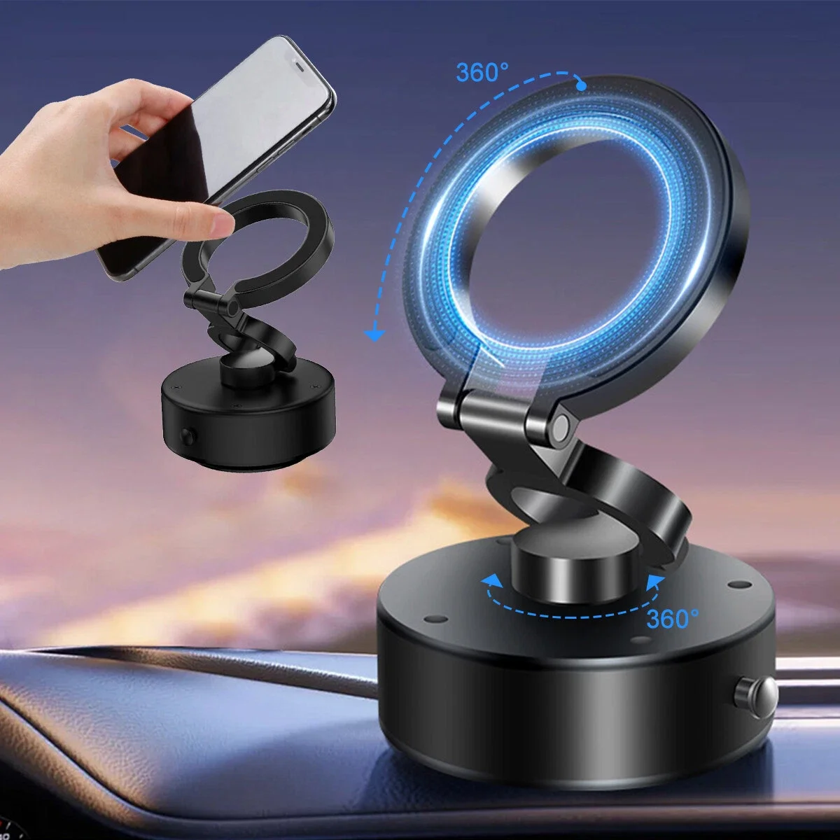 

Electric Vacuum Magnetic Suction Car Phone Mount 360° Rotating Adjustable Folding Stand D1 Car Holder For Dashboard Navigation