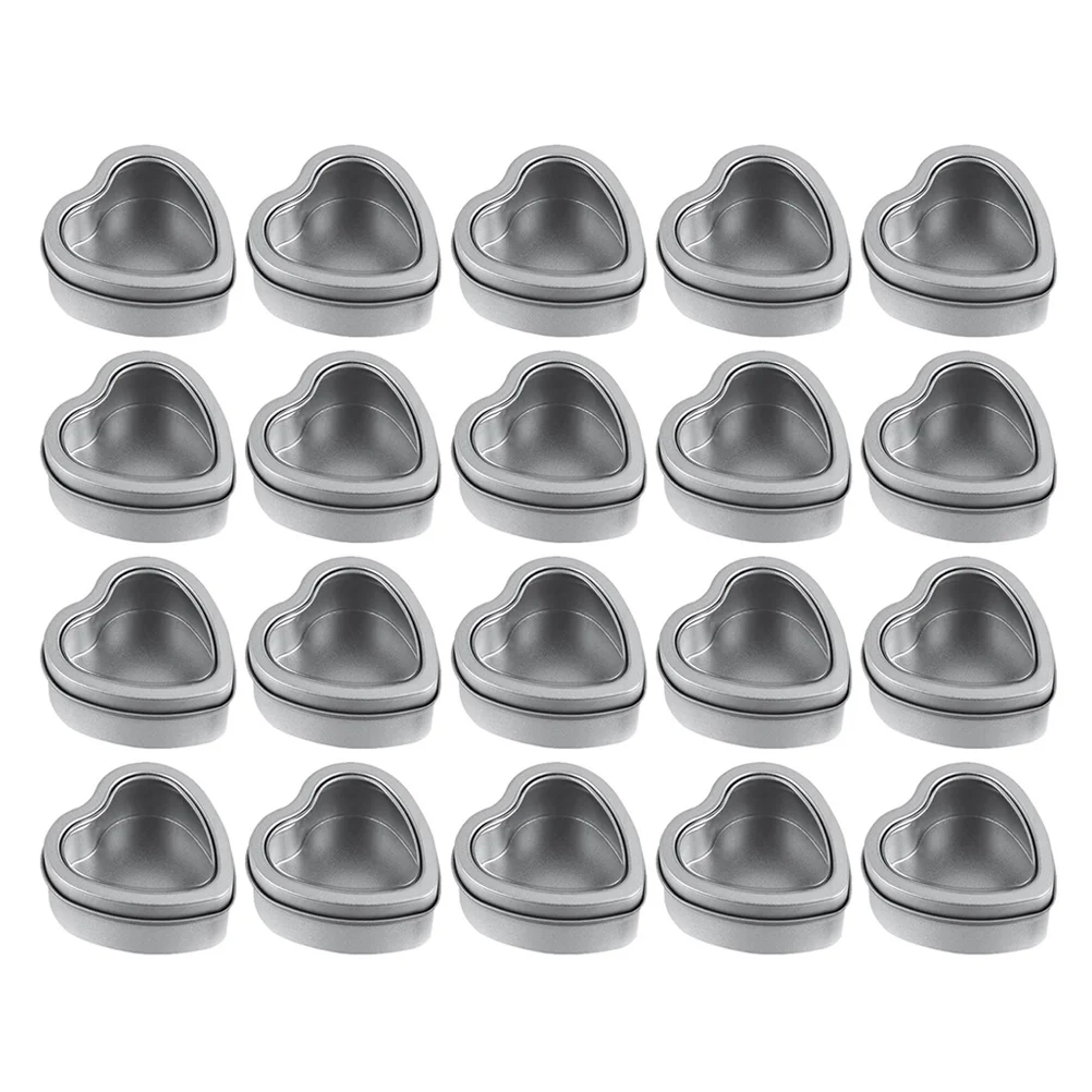 

20 Pcs Tin Jars with Lids Heart Shaped Box Empty Tinplate Container Candy Containers