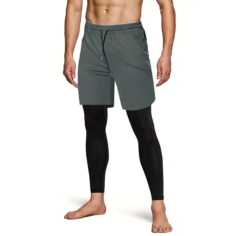 Kompression Laufhose Männer Doppel deck 2 in 1 Sportswear Jogging hose Fitness studio Training Trainings anzug Workout Sport Jogging hose Männer