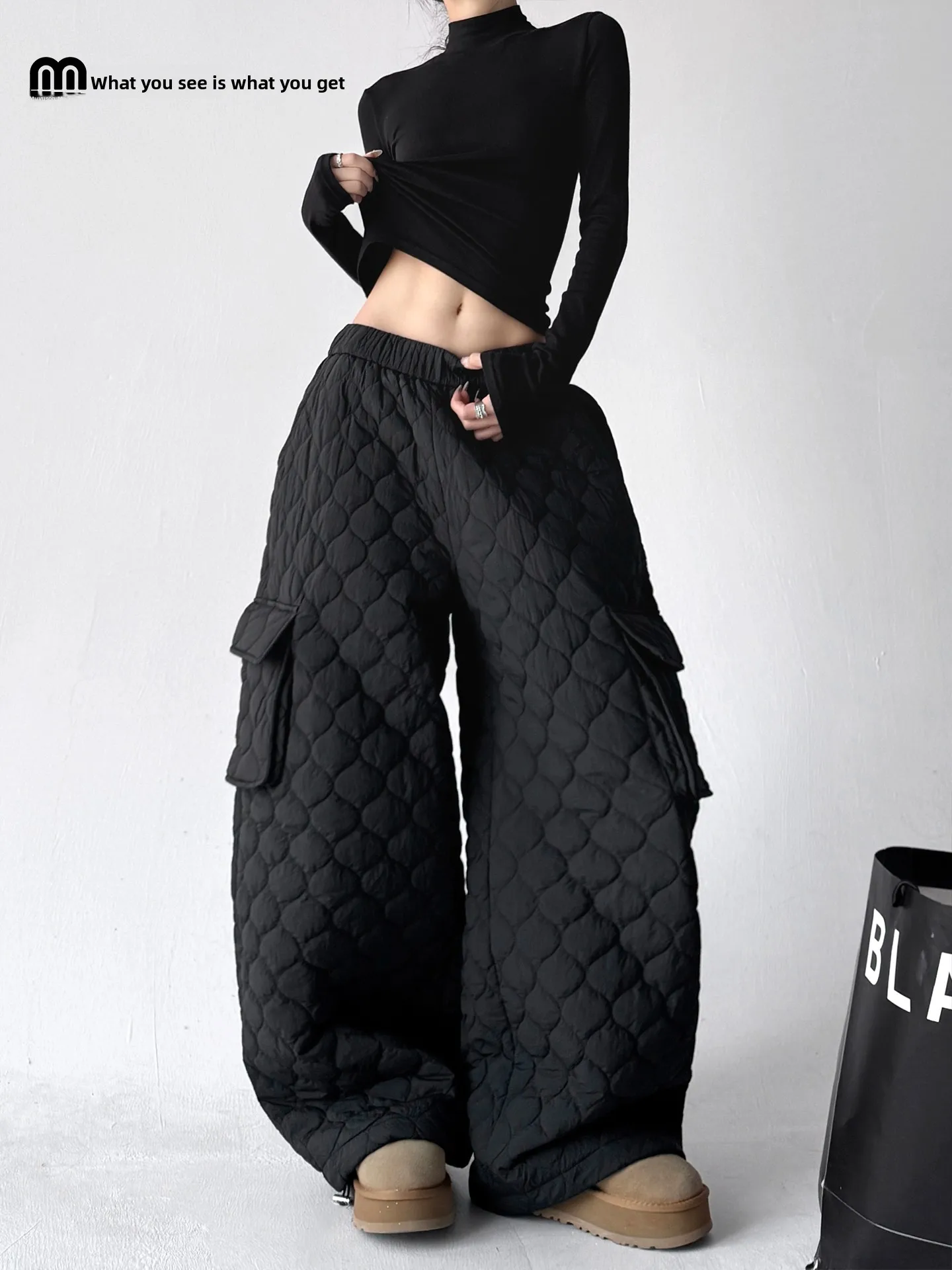 

Модная рабочая одежда, женские свободные теплые брюки, широкие повседневные хлопковые брюки, зимняя мода, удобные дышащие брюки