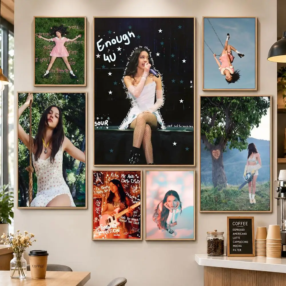 Music Olivia Rodrigo Pop Singer Poster PP Decorative Poster Water-Resistant Print Apartment Dorm Office Cafe Gift