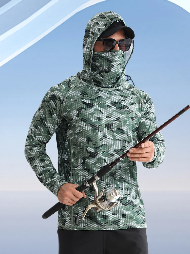 Abbigliamento per la protezione solare da pesca all\'aperto sensazione di ghiaccio vestiti per la protezione solare con cappuccio resistente ai raggi