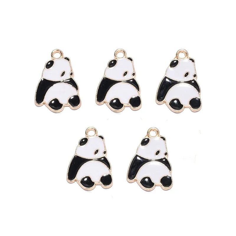5Pcs/Lot 20*14MM Sitting Cartoon Panda Charms Diy Findings Keychain Bracelets Pendant For Earring Jewelry Making Accessory