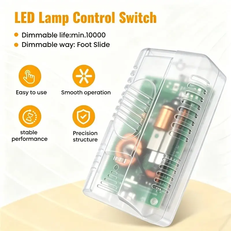 TFORU-Foot Dimmer Switch Full Range Inline Slide Control Switch For Floor Light LED Lamp Incandescent Bulb EU Plug