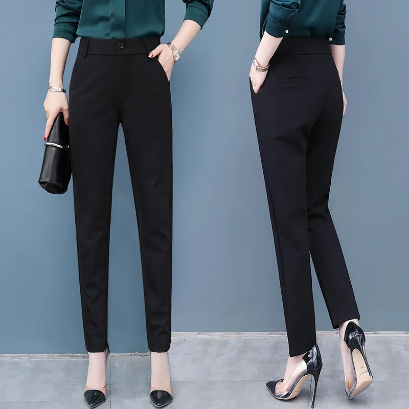 

Black Harem Pants for Women, Spring and Autumn, High Waist, Slimming, Straight-Leg, Comfortable, Loose-Fit, Versatile, Casual Pa