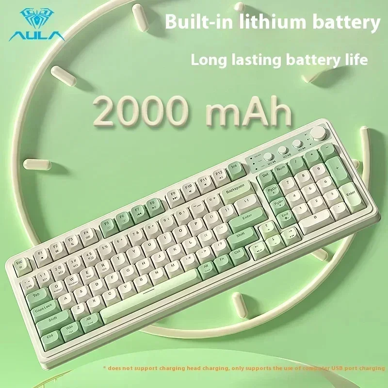 AULA S99 لوحات مفاتيح الألعاب RGB كتم 99 مفتاحًا مريحًا 2.4G لاسلكيًا/بلوتوث/سلكي ثلاثي الوضع لوحة مفاتيح مخصصة هدايا مكتبية